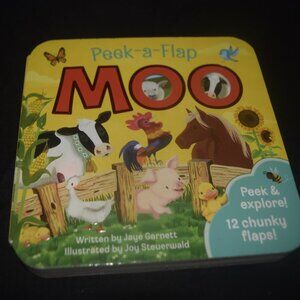 Moo: Peek-a-Flap Children's Board Book by Jaye Garnett